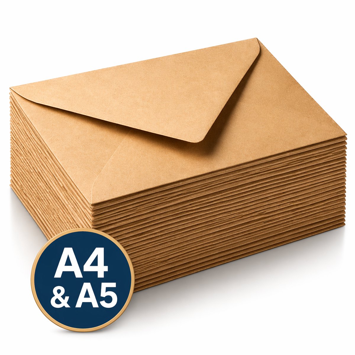50x Bruine Kraft Enveloppen C5 Formaat - Gerecycled Papier - Duurzame Keuze - Envelop A5 - 16,2 cm x 22,9 cm (A4 gevouwen)
