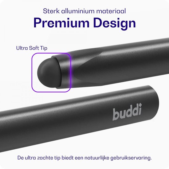 Buddi Class Stylus Pen - Universeel - Luxueus design - 15 gram - Zachte punt - Geschikt Voor o.a. Tekenen - Geschikt voor Tablet, E-reader, Telefoon en iPad - Zwart van Merkloos — afbeelding 2