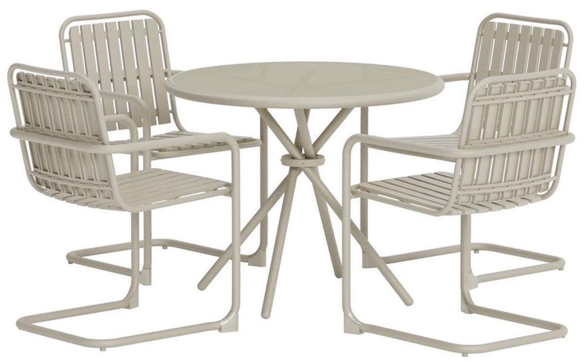 Svea - Kristin ronde tuintafel + 4 tuinstoelen - beige/beige