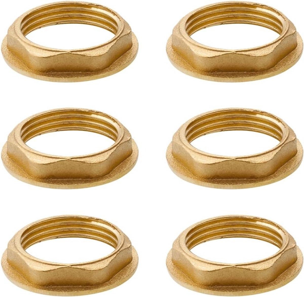 Set van 6 veiligheidsmoeren met flens, 1/4" messing moeren voor sanitair, geschikt voor badkamer en wastafel accessoires