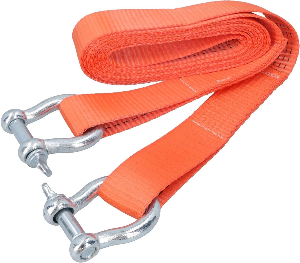 Trekkoord met Beugels - Sleepkabel Recovery Strap - Voertuigen Hulp - Heavy Duty Singelband - 4 Meter 3 Ton - Zwart