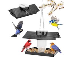 Hangende Vogelvoeder - Voederbak Vogels - Vogels Voeren - Rekbare Aanpassing - 23 cm Lang - Zwart