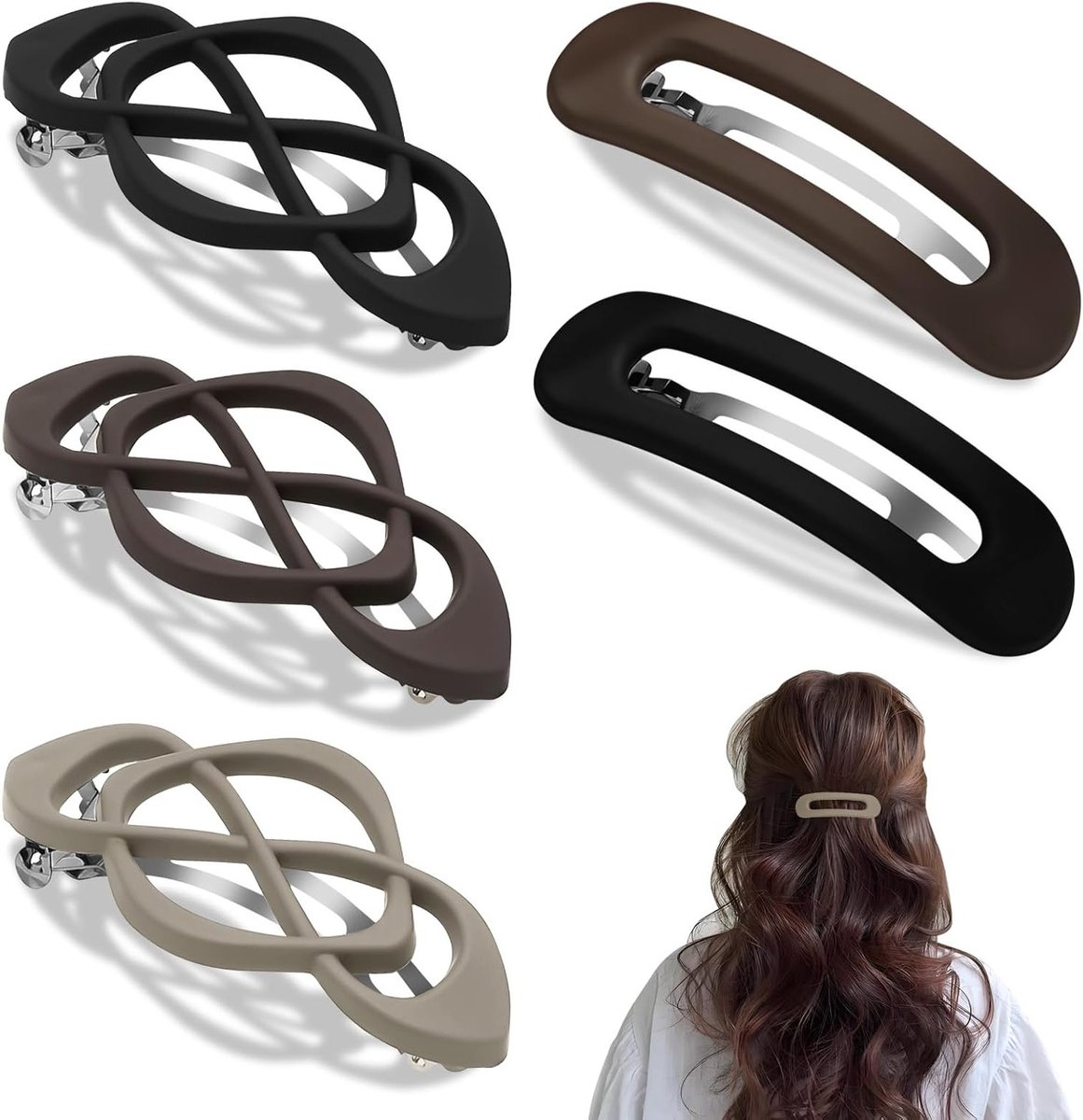 Set van 5 platte haarspelden voor dik en dun haar | Lichtgewicht Franse haarclips | Antislip, sterke grip en comfortabel voor dagelijks gebruik, yoga en autorijden