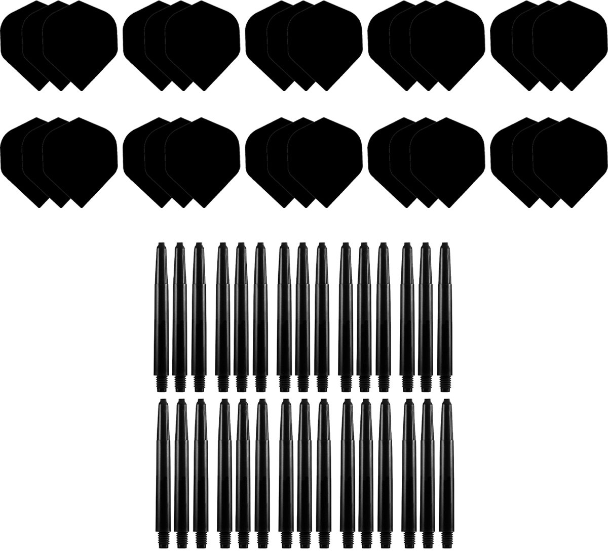 Dragon Darts Dart Flights en Dart Shafts - Multipack - 20 Sets - 60 Stuks - Extra Stevig - Darts Flights - Darts Shafts - Short Zwart
