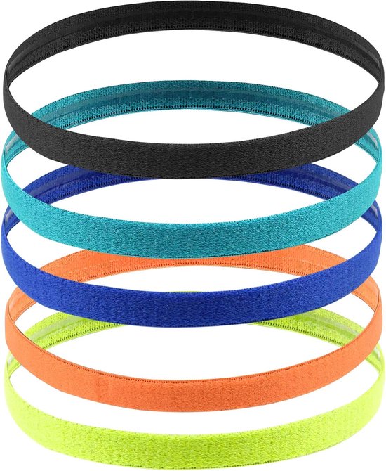 5 sportieve hoofdbanden voor kinderen – Elastische, antislip, dunne hoofdbanden – Geschikt voor hardlopen, fitness en zweetabsorptie; geschikt voor zowel jongens als meisjes; ideaal voor sporten zoals voetbal, joggen, fietsen en fitness.