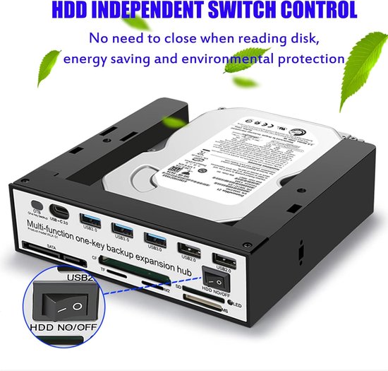 Externe Harde Schijf Dock - HDD Station Lezer - Data Back-up Maken - Alles-in-één Kaartlezer - 2.5 & 3.5 Inch — afbeelding 4