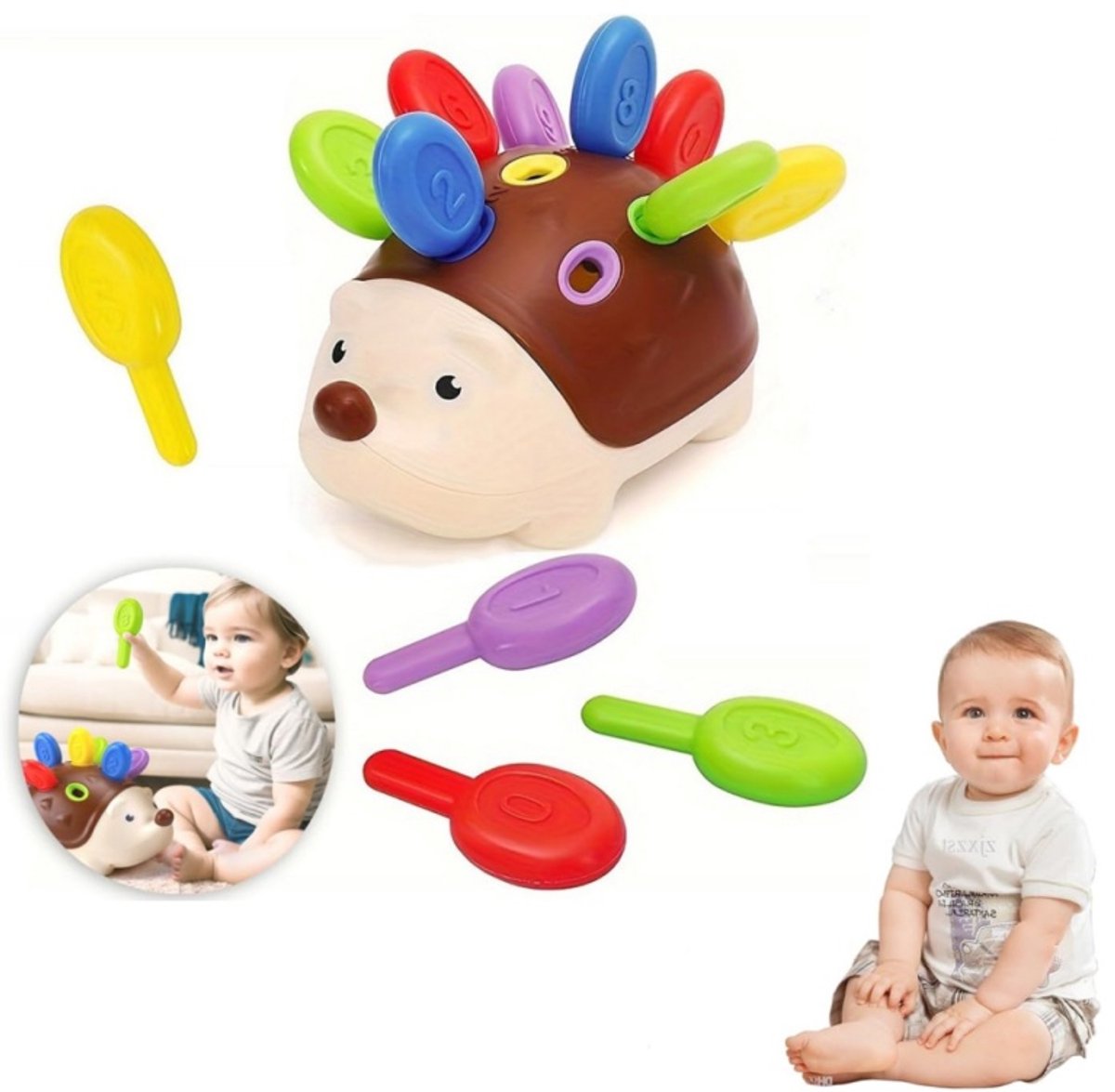 Steckspiel Igel – Montessori Speelgoed voor 2 Jaar – Motorisch Speelgoed – Trainen Hand-Oog Coördinatie – Kleur- en Cijferherkenning – Leren Speelgoed voor Peuters – Cadeau voor Jongens en Meisjes