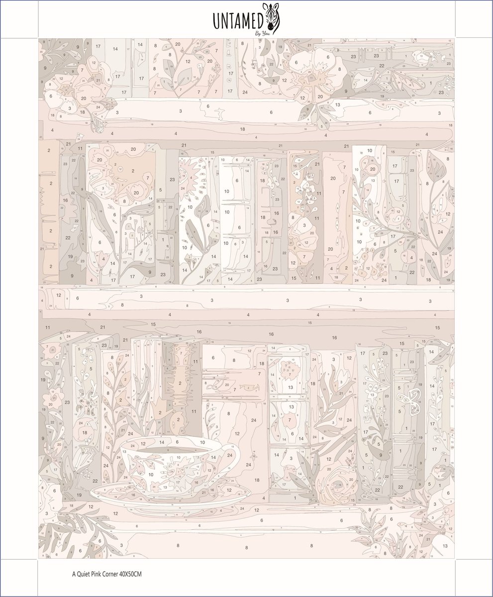 Paint by numbers – schilderen op nummer – DIY decoratie – Boekenplank – A Quiet Pink Corner — afbeelding 2