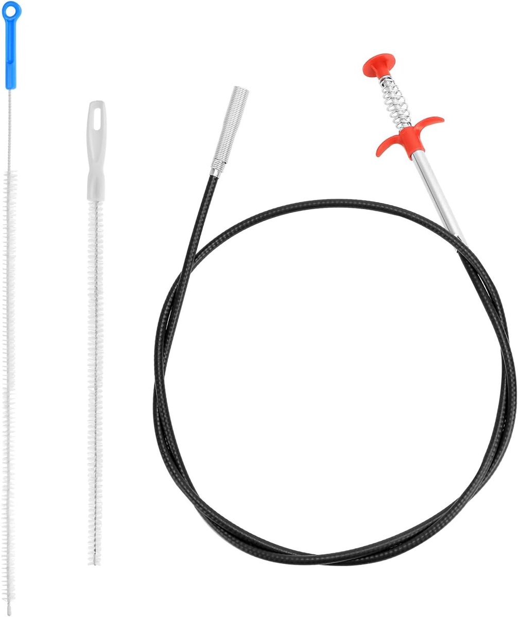 Effectieve Afvoerslang Kit - 160 cm Afvoercoiler met Klauw, 71 cm en 45 cm Afvoerreinigingsborstels voor Optimaal Onderhoud