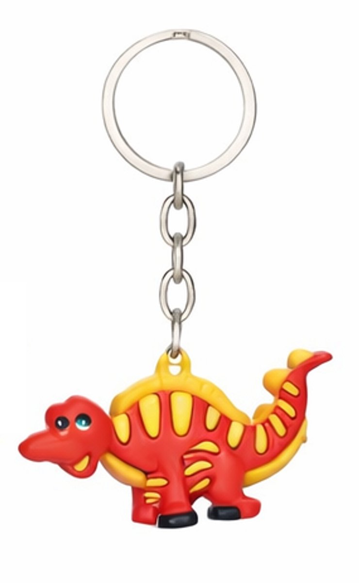 Dino Sleutelhanger 3D – Stegosaurus Rood – Dinosaurus Tashanger – Sleutelbos