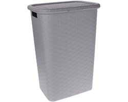 Benson Wasmand - rotan - met deksel - lichtgrijs - 60 liter - 33 x 44 x 60 cm - kunststof