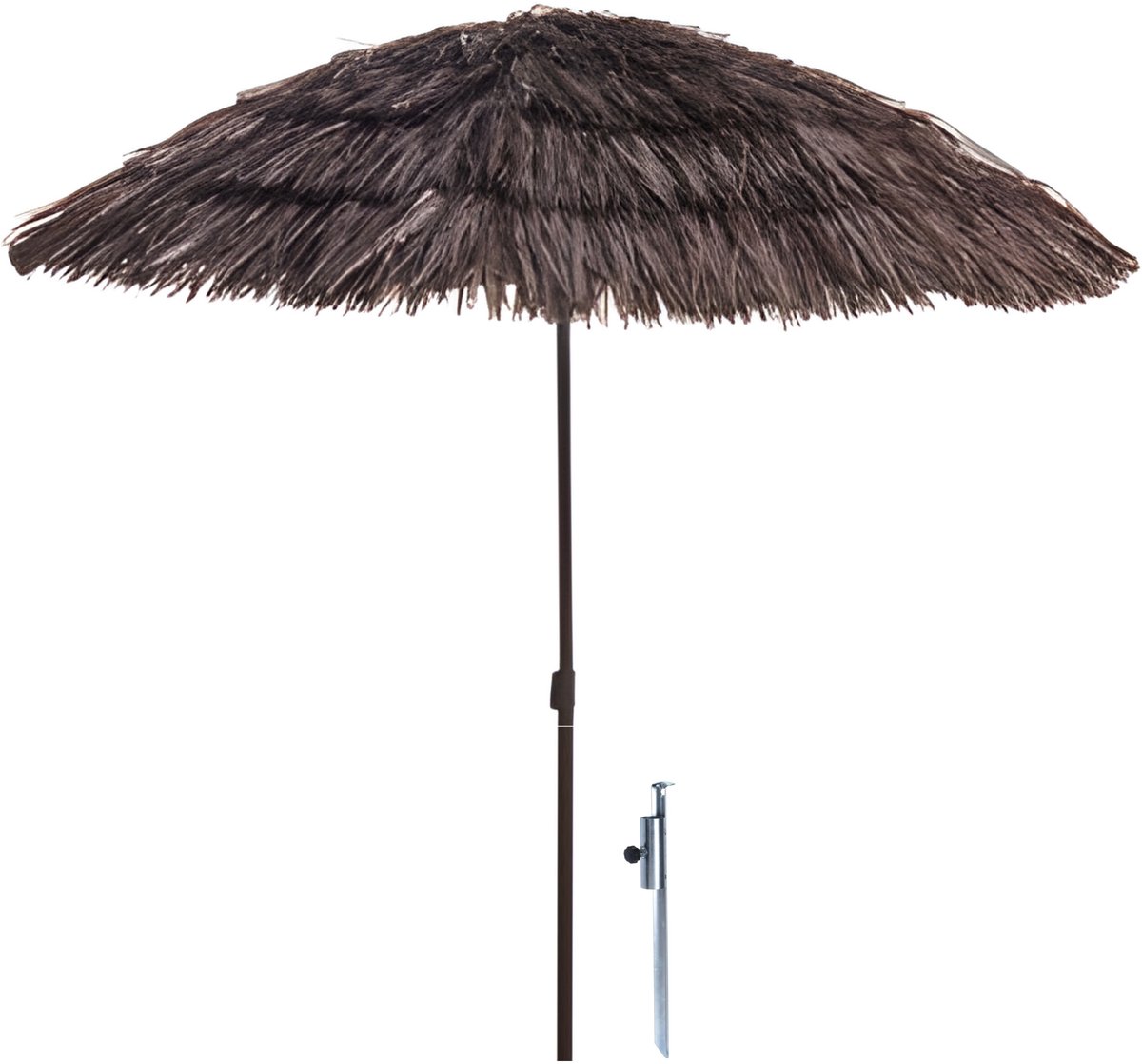 Pro Beach Strand Parasol Hawaii - D170 cm - donkerbruin - kantelbaar - incl grondpen / haringlbaar