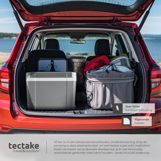 tectake® Elektrische Koelbox - 35 Liter - Warmhoud Box Met Handvat en Wielen - 12V & 230 Volt Aansluiting - Auto Thermobox met Scheidingsrooster - Camping Koelkast - Koelen en Verwarmen van Merkloos — afbeelding 3