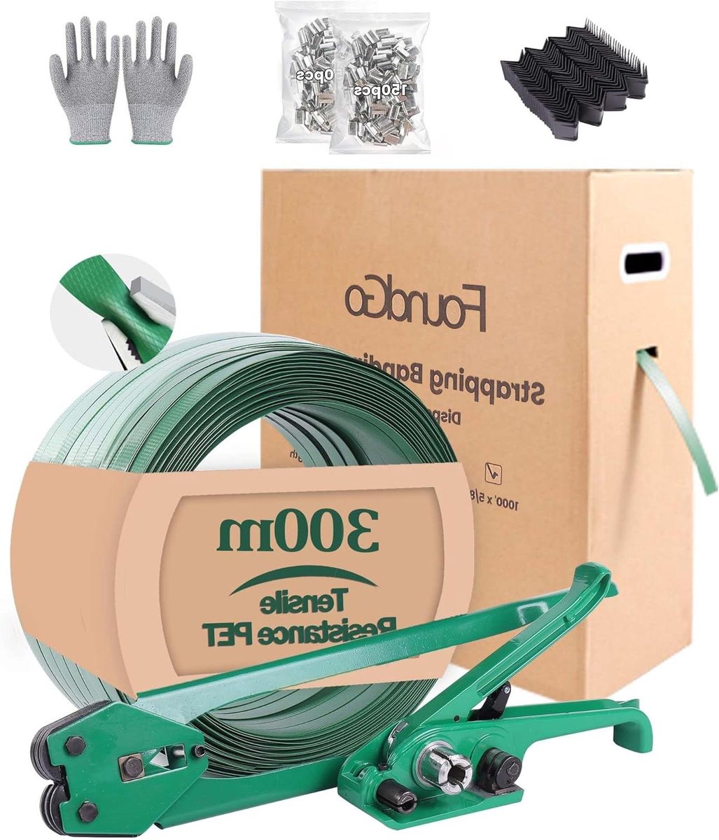 Omsnoeringsset - Verpakkingsband - Pakketten Zekeren - Compleet met spanner - 12-19mm band - Groen
