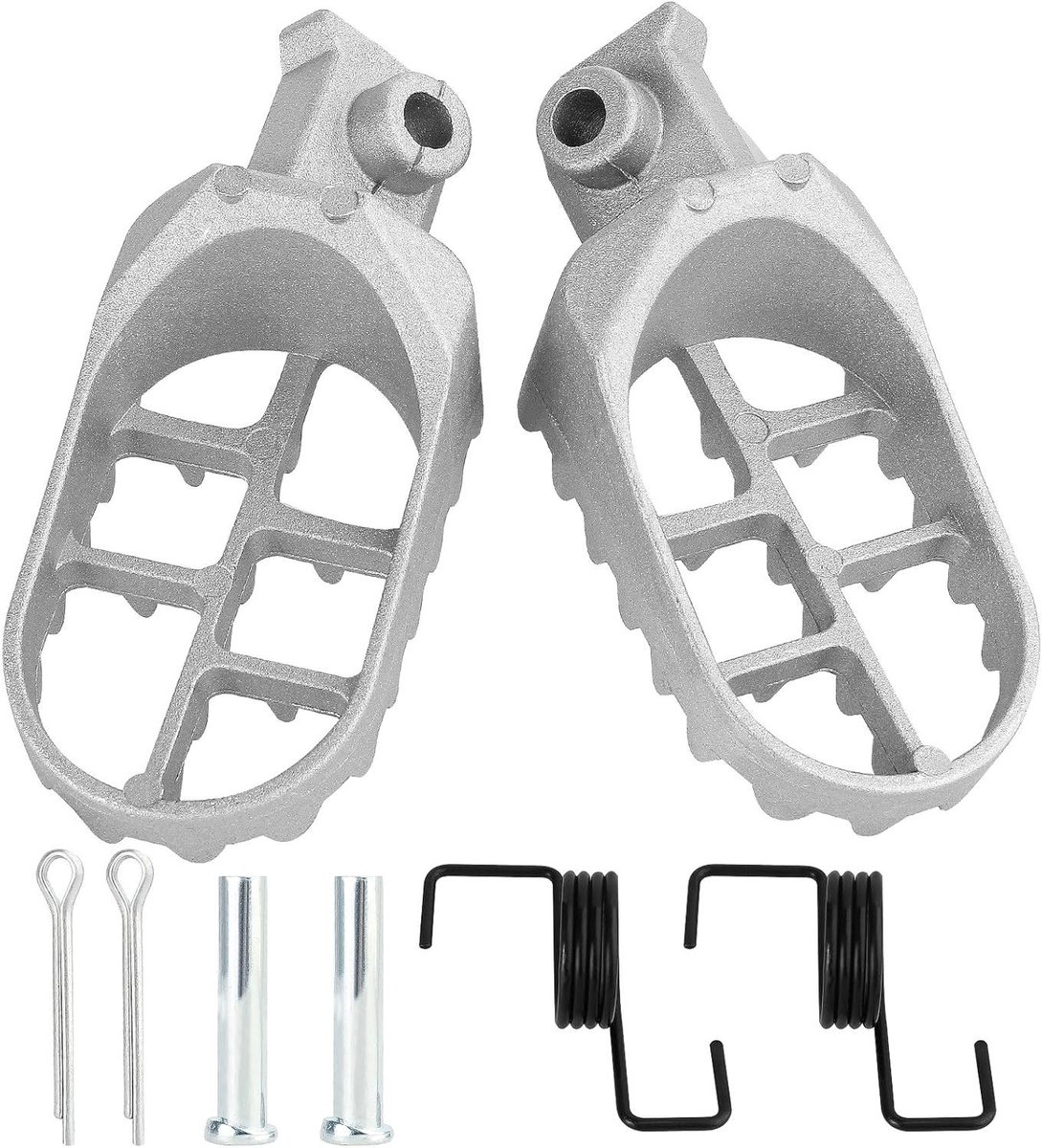 Voetsteunen Motor - Haringen Steunen - Crossmotor Rijden - Skid Proof Ontwerp - 112mm Lengte - Zilver
