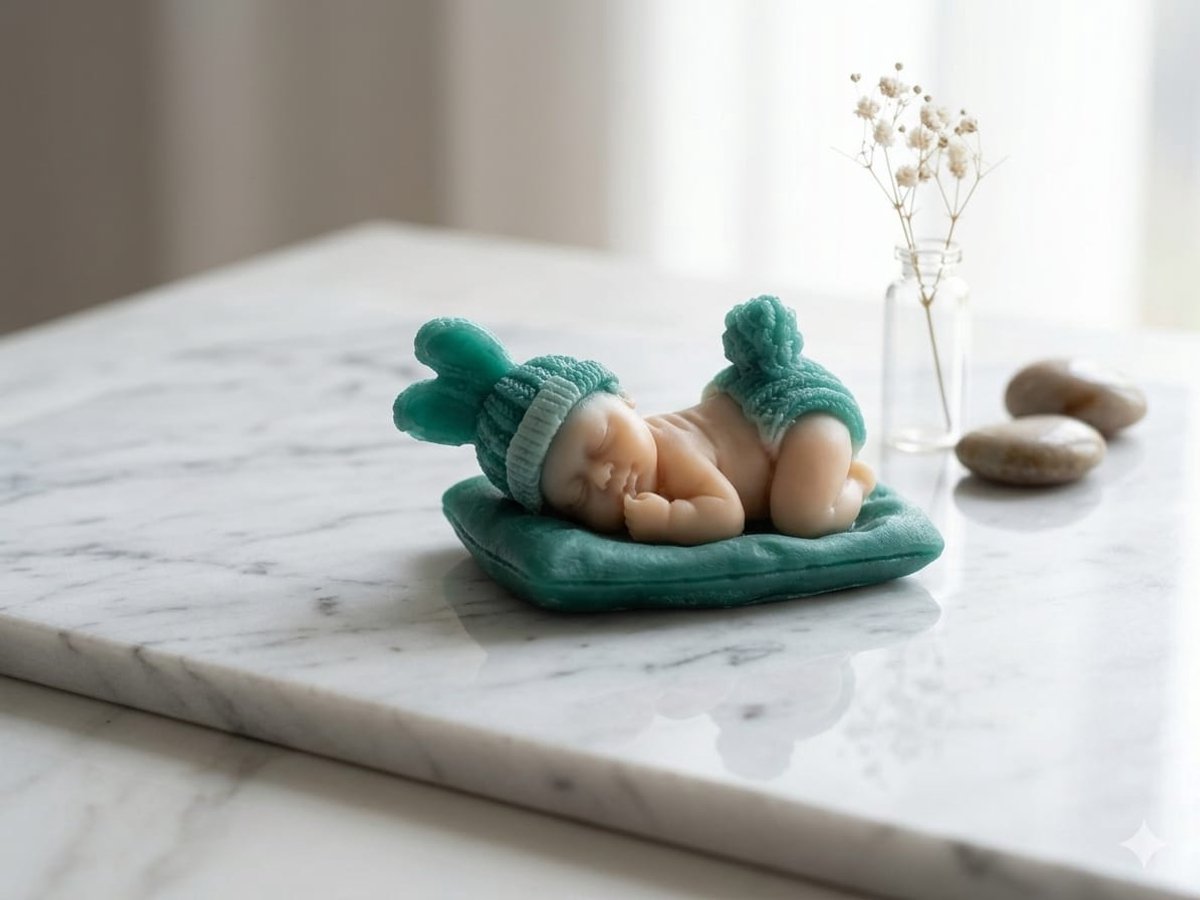 Decoratieve Baby Zeep Figuur - Groen - Uniek Handgemaakt Bedankje - Kraamvisite Gift