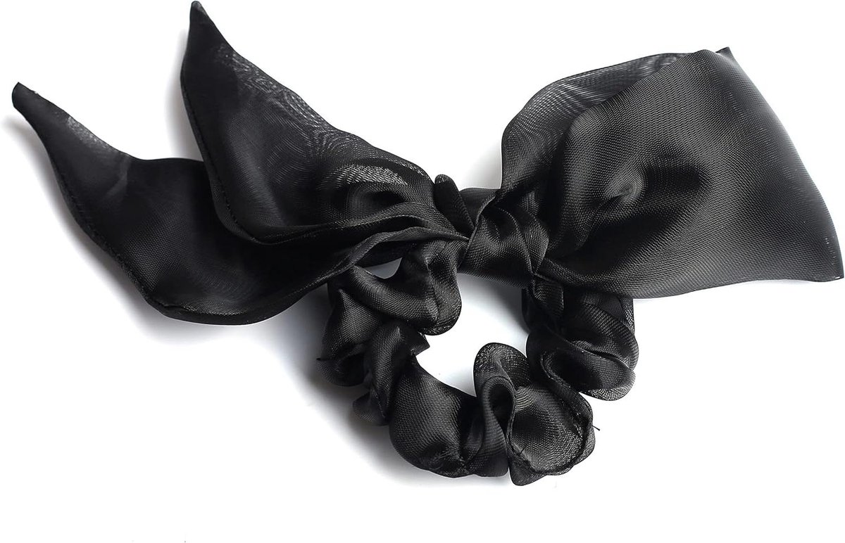 Organza Scrunchie - Haarelastiek - Haar Styling - Transparante Textuur - 1 Stuk - Zwart