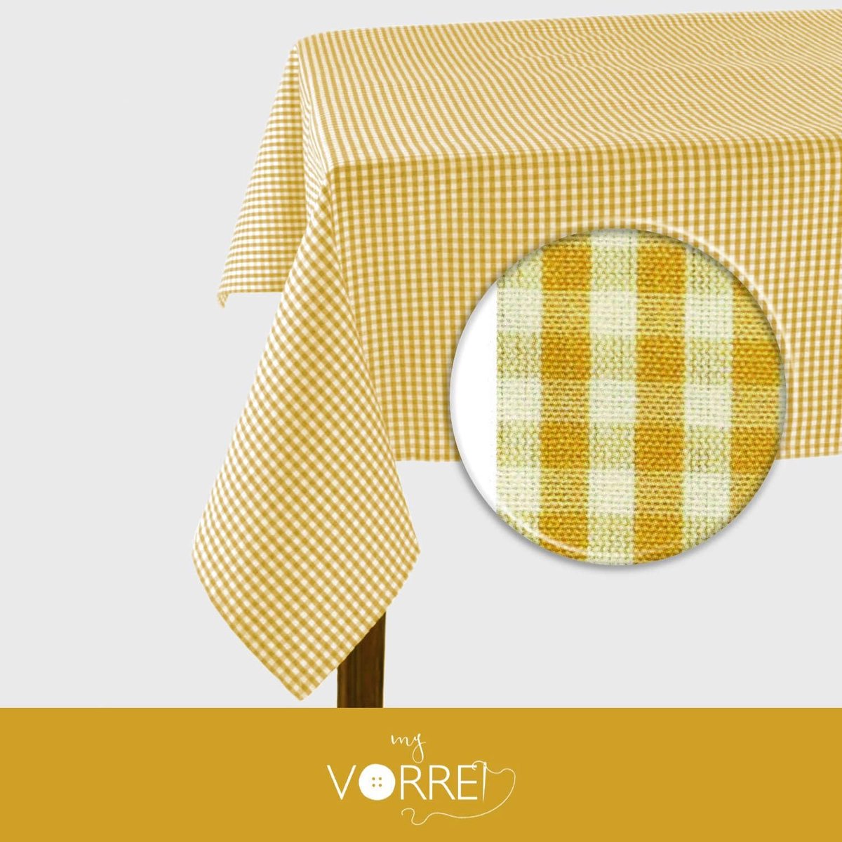 Vierkant Tafelkleed - Geruit Kleed - Tafel Decoratie - Geverfd Garen - 120x120 cm - Mosterd