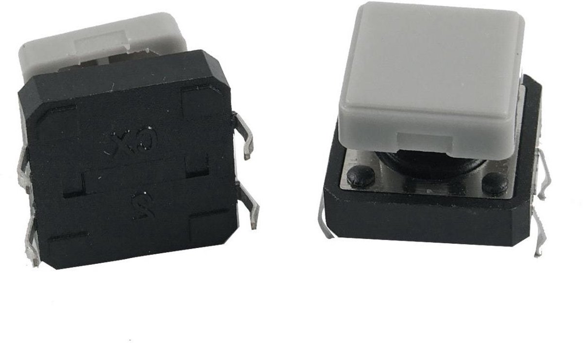 Drukknop Schakelaar - Momentary Tactiel - Elektronica Reparatie - Compact Ontwerp - 12x9mm 4 Pin - Zwart Grijs