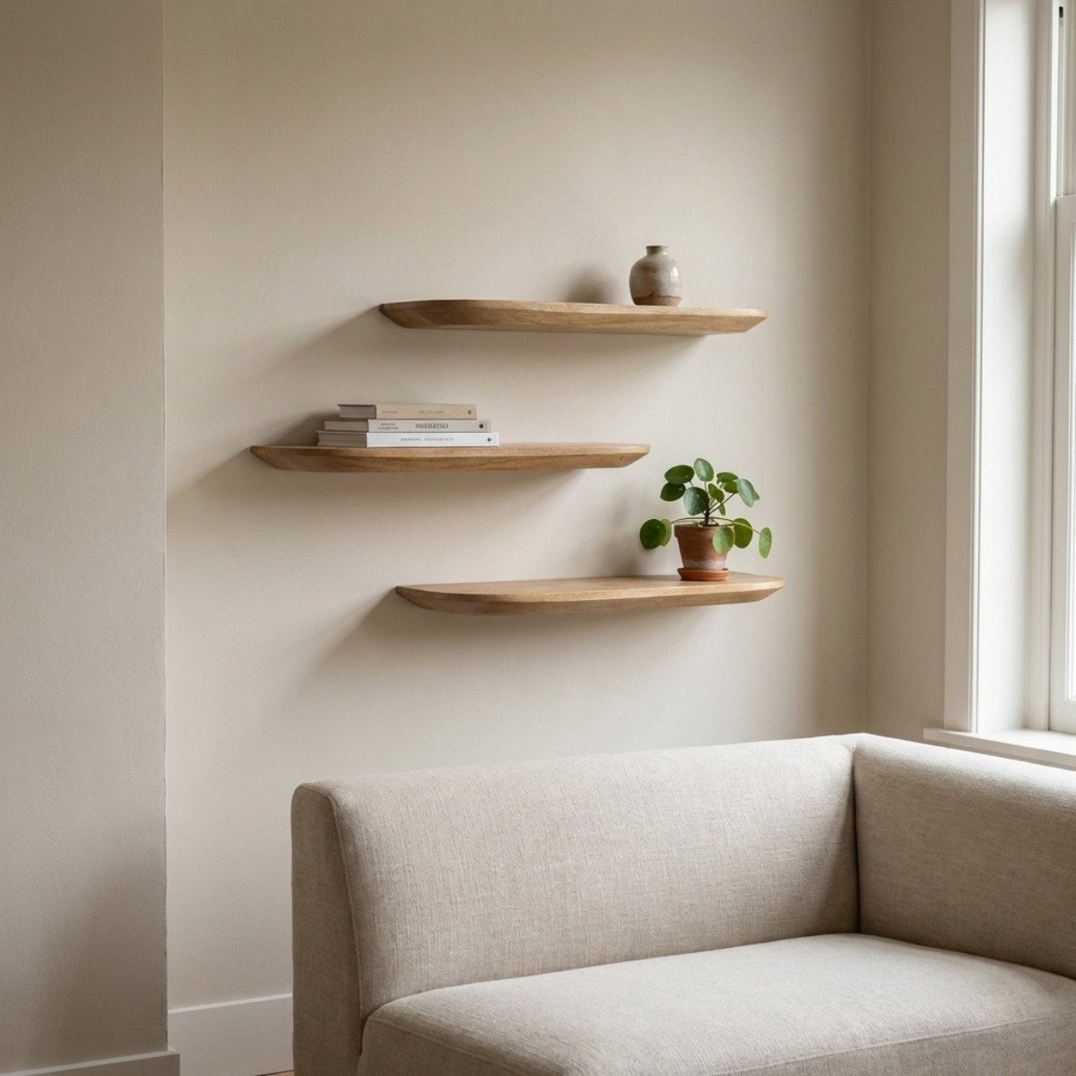 Starfurn Wandplank Gusta - Naturel Hout - 60x20x4cm