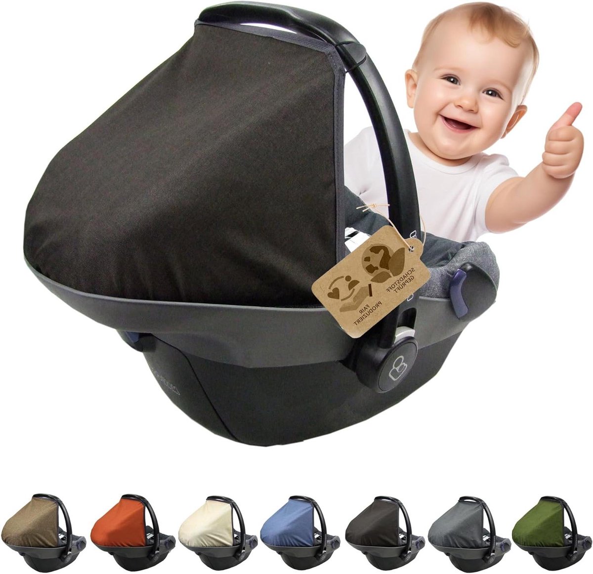 Babyzitje Zonnekap - Zonnescherm Kinderwagen - Baby Beschermen - UV 50+ Bescherming - 1 Stuk - Donkerbruin Melange