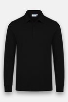 Vercate - Heren Polo Lange Mouw - Strijkvrij Poloshirt - Zwart - Slim Fit - Excellent Katoen - Maat XL