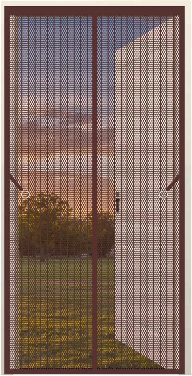 Raamhor - Insectengaas - Insecten Buiten Houden - Magnetische Sluiting - 105 x 175 cm - Bruin
