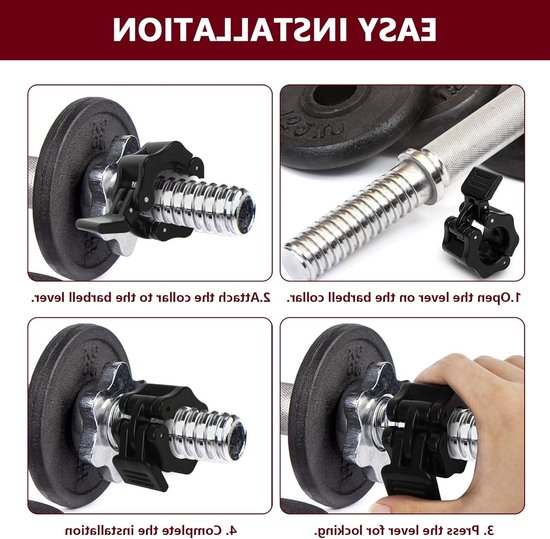 Olympische Halterstang Klemmen voor Gewichtheffen - 30mm Barbell Collars, Stabiele Grip en Duurzaam Ontwerp voor Veiligheid tijdens Training — afbeelding 4