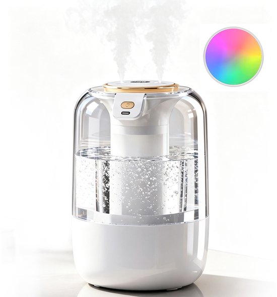 Luchtbevochtiger met aromatherapie-Air Humidifier-Stille luchtbevochtiger voor Woonkamer, Kantoor, Babykamer, Slaapkamer-Aromatherapie-LED Sfeerverlichting-2L-40m2