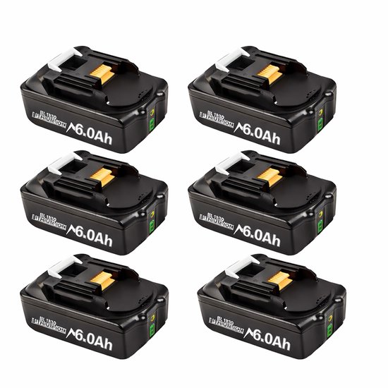 EXPER 18V Accu geschikt voor Makita - 6 Stuks -Extra Groot 6.0Ah - 18V 6.0Ah Batterij - Vervangende Accu - 6000mAh - LED display - Li-ion Accu - LED Display - Accuboormachine - 18V BL1830B BL1860B BL1840B BL1815 LXT-400 BL1850B