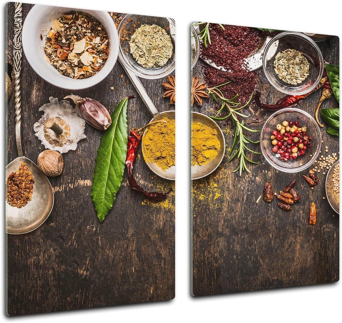 Glazen Keukenbord - Werkbladbeschermer - Koken en snijden - Breukvast gehard glas - 60 x 52 cm - Rustical spices