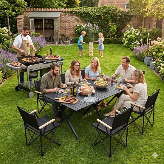 Opvouwbare Campingtafel 150x70 cm - Grote Tafel voor 6-8 Personen - Stevig Metaal - Antislip Poten - Snel Inklapbaar - Camping, BBQ & Tuin van Merkloos — afbeelding 2