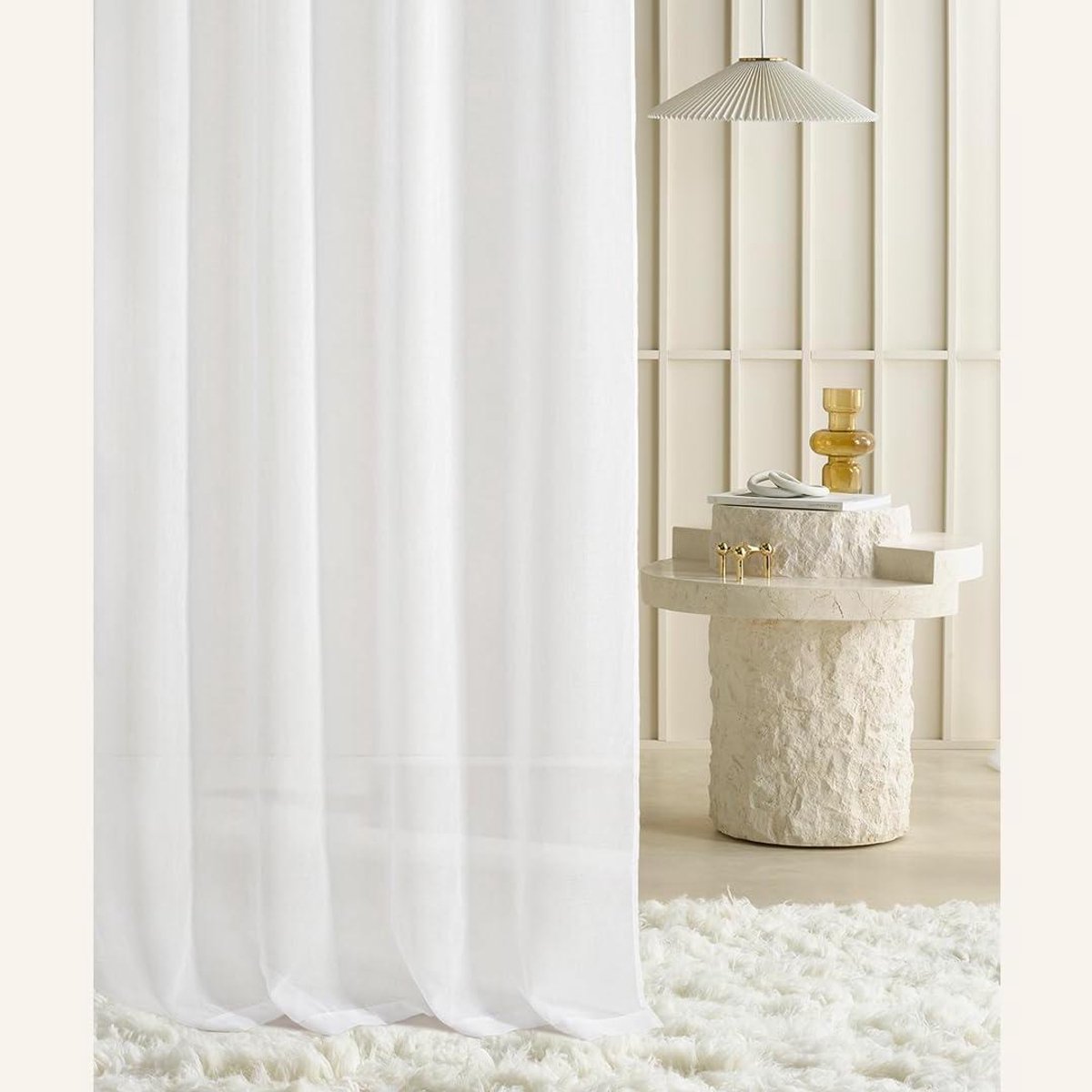 Gordijn met oogjes - Voile vitrage - Ruimte verfraaien - Glad & zacht weefsel - 400 x 250 cm - Wit