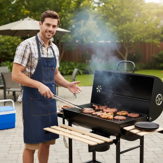 Klausberg XXL Houtskoolbarbecue op Wielen - Met Deksel, Thermometer en Zijtafels - Groot Grilloppervlak 70 x 35 cm - Asopvangbak - Ideaal voor Tuin en Terras van Merkloos — afbeelding 3