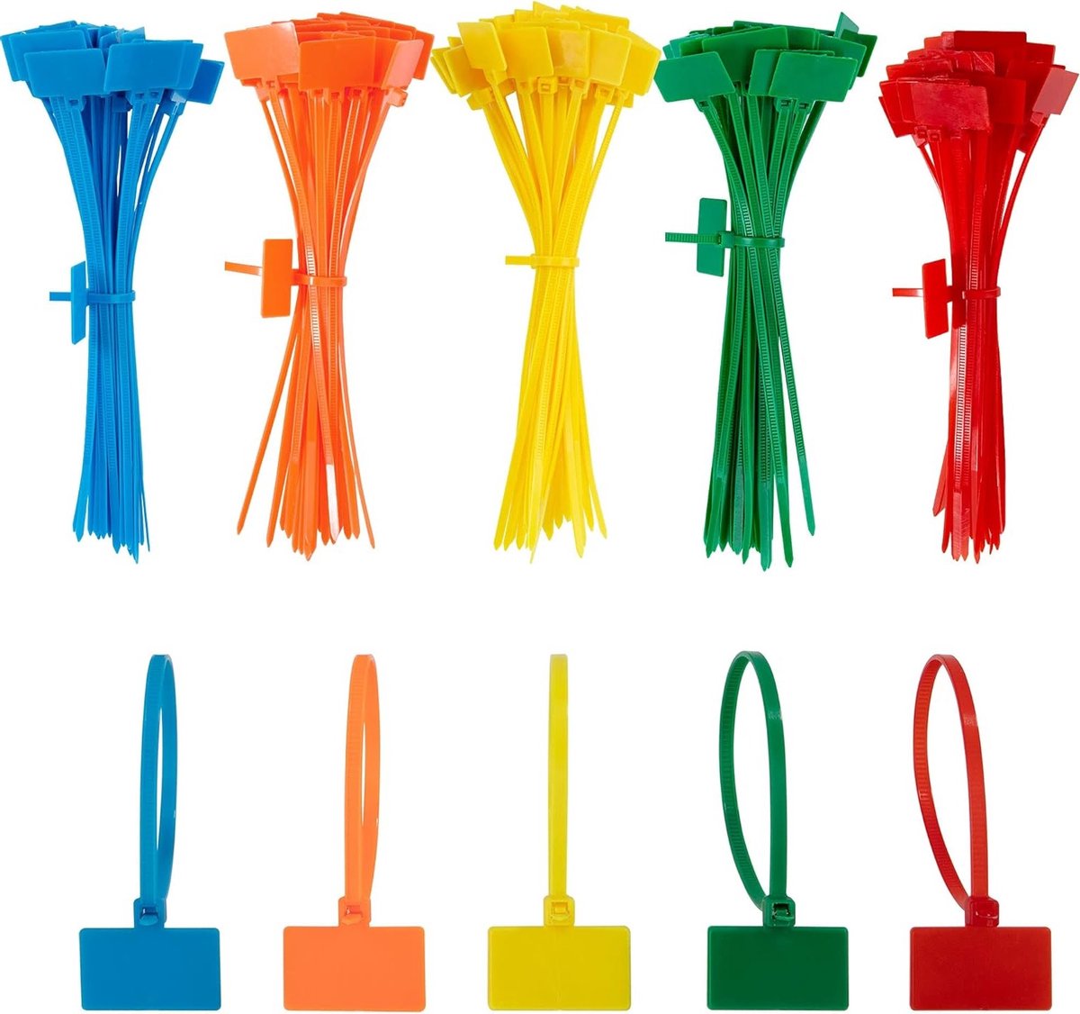 Kleurige kabelbinders set van 250 stuks, 150mm x 3mm, verstelbaar, UV-bestendig en hittebestendig voor kabelbeheer en tuinieren