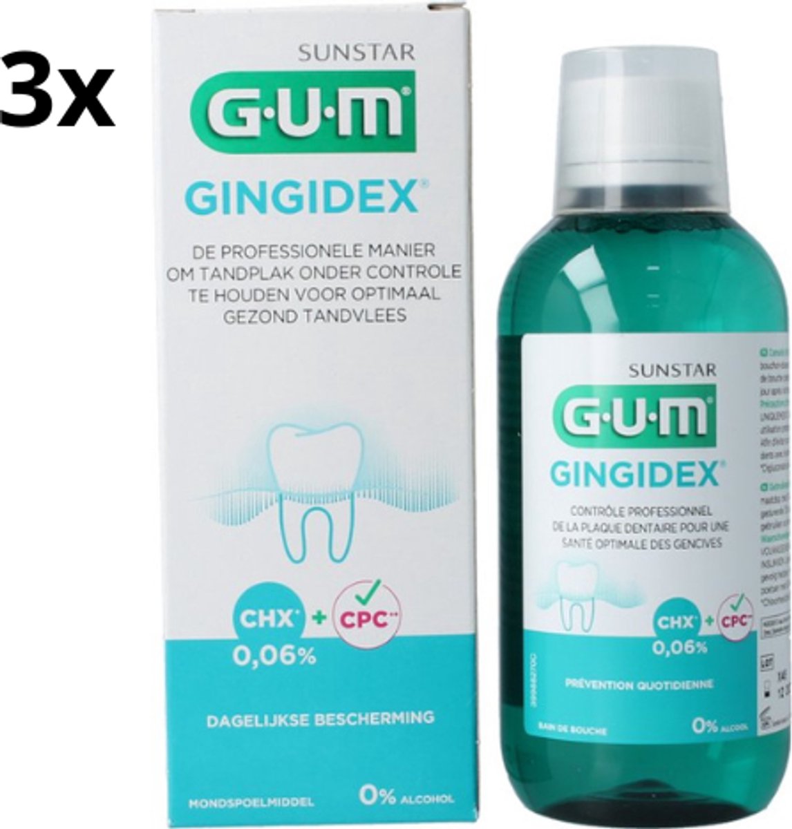 Bol.com GUM Mondspoelmiddel Gingidex - 3 x 300 ml - Voordeelverpakking aanbieding