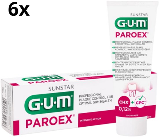 6x GUM Paroex 0,12% Chloorhexidine Tandpasta - 75 ml