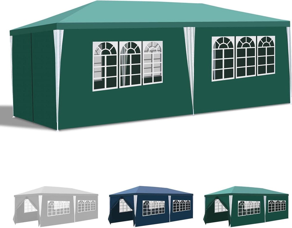 Tuinpaviljoen Partytent - Feesttent Luifel - Buitenfeesten Organiseren - Waterdicht UV-bestendig - 3 x 6 meter - Groen