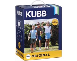 Bex Kubb Original – Zweeds Vikingschaak – Premium Buitenspel – Massief Rubberhout – Koning Met Houtkleurige Kroon – Vanaf 8 Jaar – Inclusief Draagtas