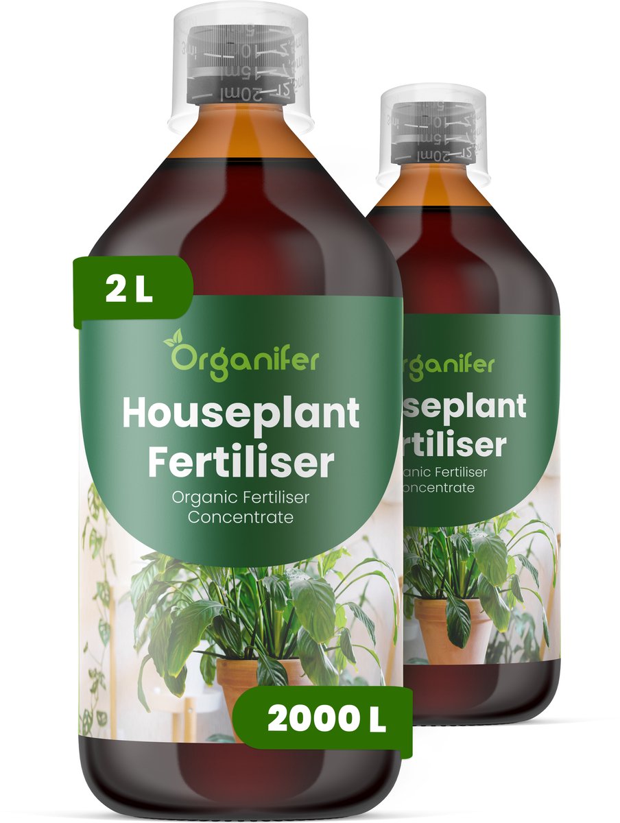 Vloeibare Meststof Voor Kamerplanten 2X1 Voor 2000 L - Npk 2-1-8 - Ondersteunt Een Evenwichtige Groei Van Kamerplanten - Versterkt Wortelactiviteit En Verbetert Nutriëntenopname -Verbetert Bladkleur, Dichtheid En Stevigheid - Organifer