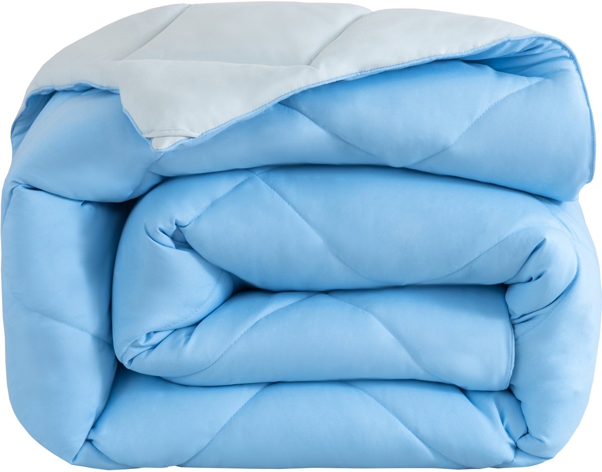 Snoozella ComfyBed Duo 200x200 - Lichtblauw - Dekbed zonder overtrek - Wasbaar hoesloos dekbed - 30 nachten proefslapen - All season winterdekbed & zomerdekbed