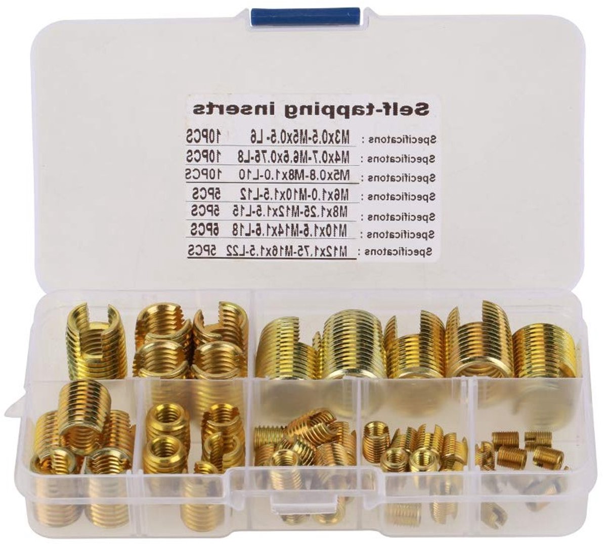 50 Stuks Draadinvoegen, Zelftappende Draadinvoegen en Moeren Set voor Draadreparatie Meubels M3 M4 M5 M6 M8 M10 M12