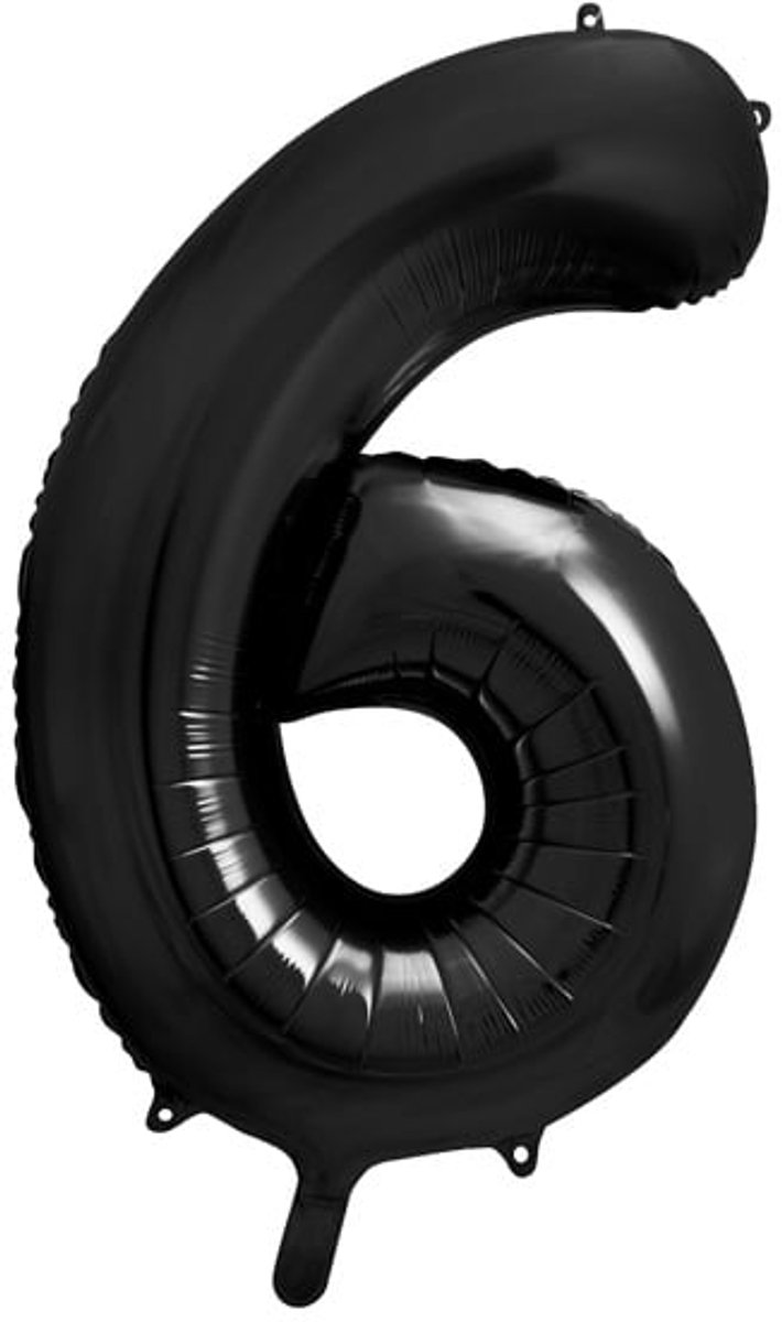 Folieballon Cijfer 6 (86 cm) - Zwart - Party Deco - Cijferballon 6 - nummer ballon 6 jaar - feestARTIKEL