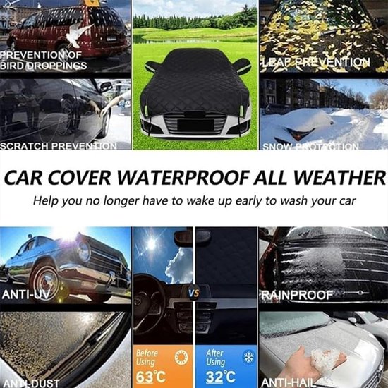 Waterdichte autohoes voor alle seizoenen, 5-laags gewatteerd, bescherming tegen hagel en krassen van Merkloos — afbeelding 2