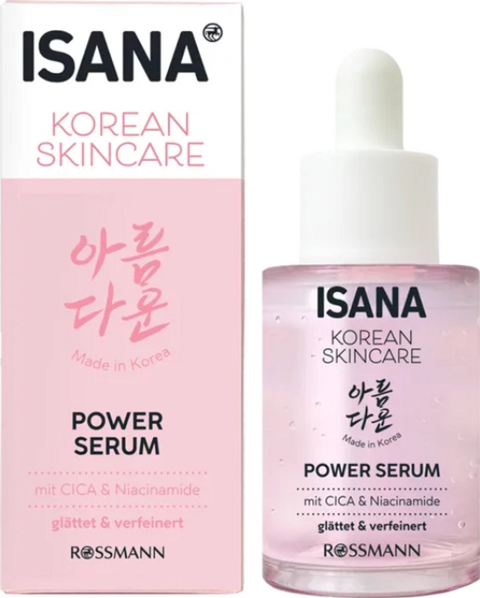 ISANA Korean Skincare Power Serum - 30ml - Gezichtsserum met CICA & Niacinamide - Herstelt, Hydrateert & Verfijnt Poriën - Voor een Gladde Huid