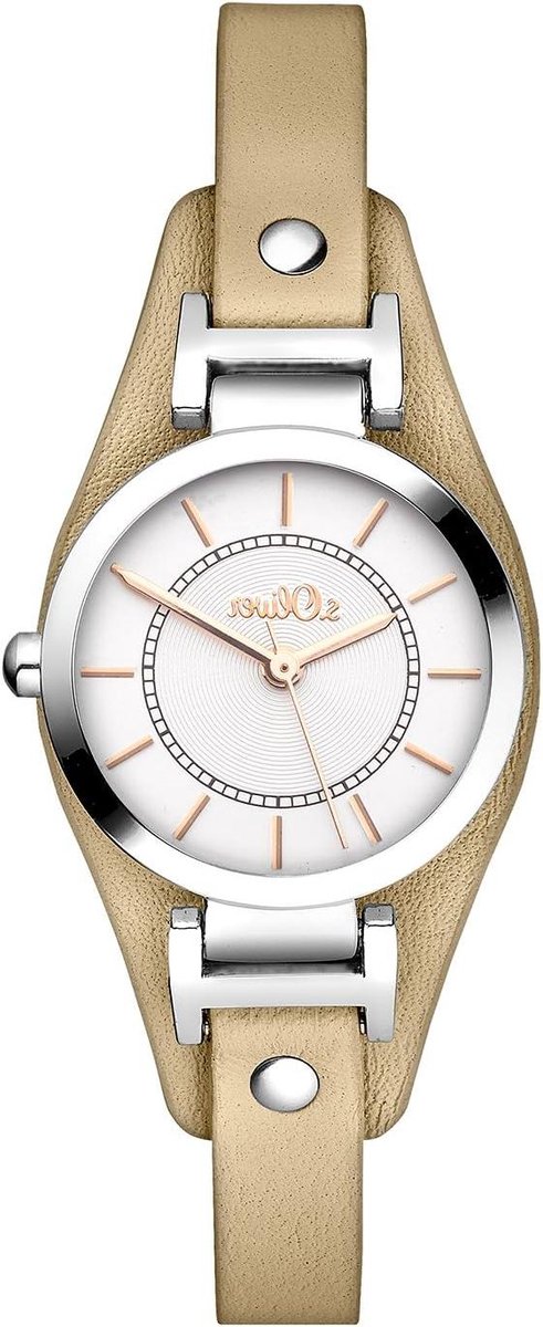Dames Analoog Horloge - Pols Horloge - Dagelijks Gebruik - Leren Band - 9.8 x 9.8 x 7.49 cm - Zilver