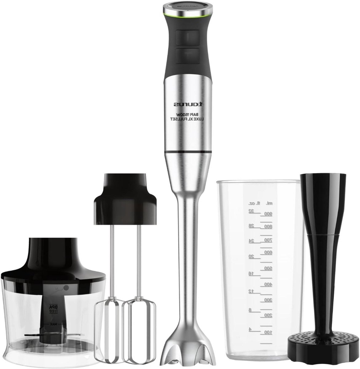 Staafmixer Luxe XL - Keukenmixer - Maaltijden Bereiden - Krachtige 1500W Motor - 900 ml Inhoud - Zwart