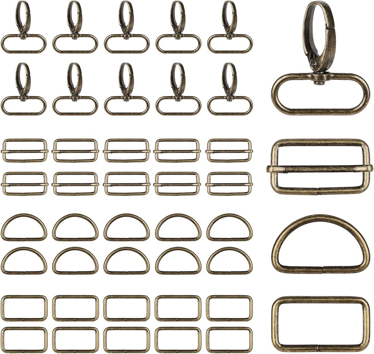 70 Stuks Swivel Haken en D-ringen voor Tassen, Riemen en Rugzakken - Ideaal voor Kostuums en Hondentuigen