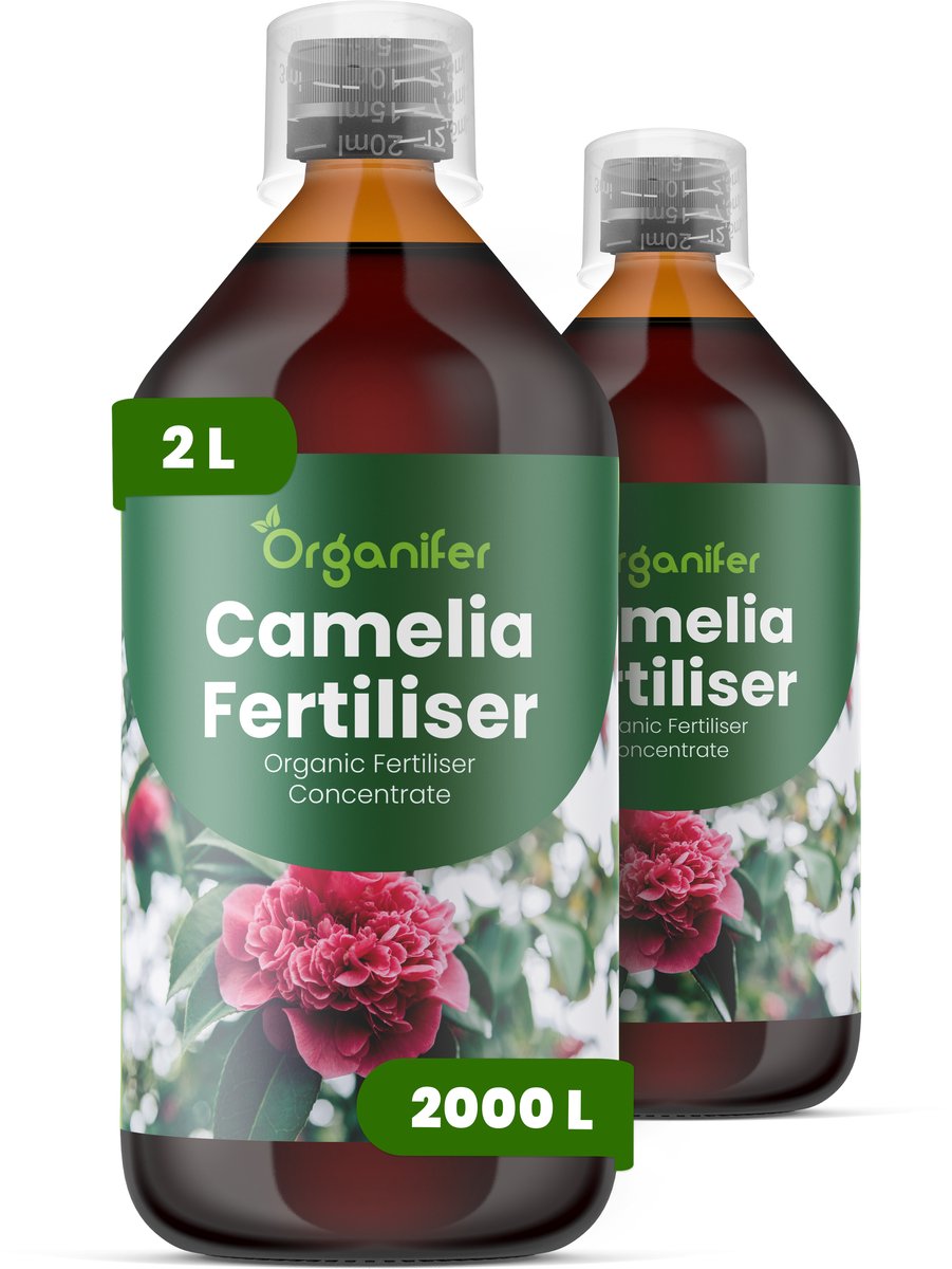 Vloeibare Meststof Voor Camellia 2X1 L Voor 2000 L - Npk 3-4-3 - Knopvorming - Rijke Bloei - Sterk Wortelstelsel - Koel Seizoensstress - Bladglans - Kleurintensiteit - Groenblijvende Vitaliteit - Langdurige Bloei - Organifer