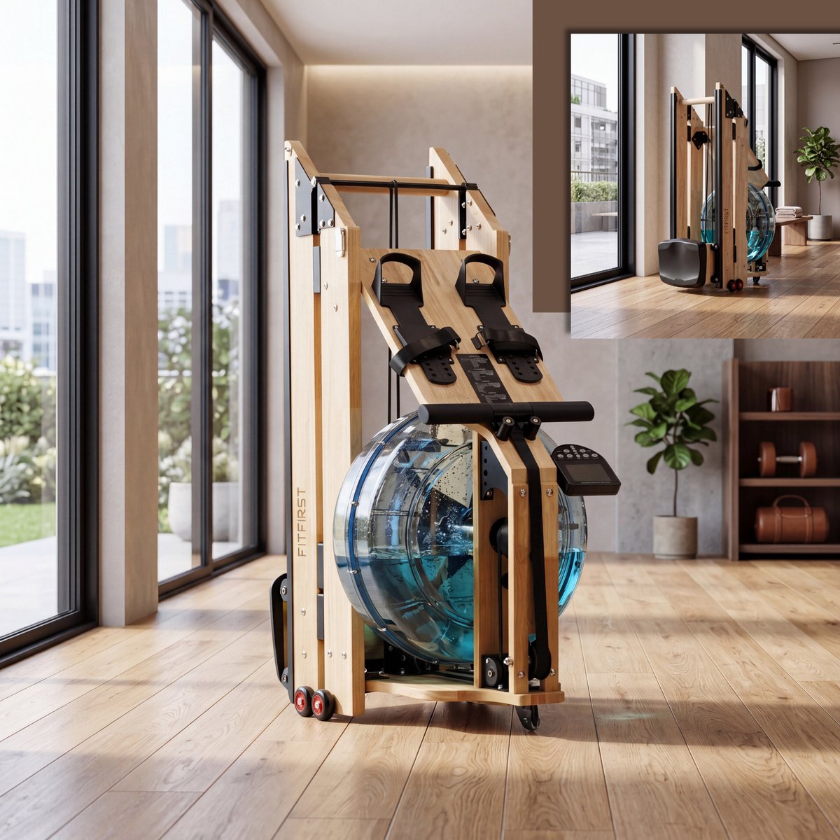FitFirst Roeitrainer Waterweerstand Hout Inklapbaar - afbeelding 2